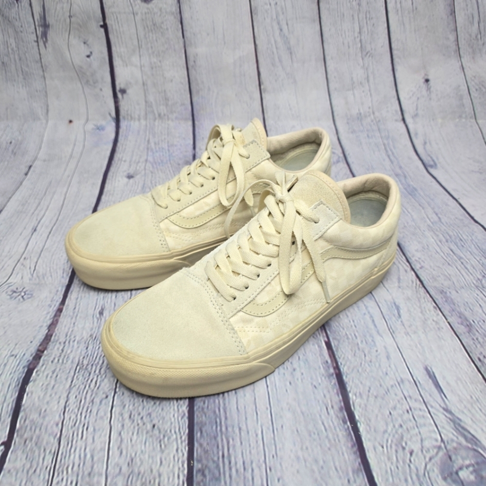 Vans Old Skool Checkerboard Cream Canvas Sneakers
